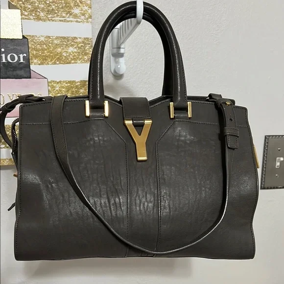 YSL Cabas Bold Y Grey Bag - Picture 1 of 17